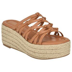 Nine West Women's Cristy Wedge Platform Sandal, Lite Brown, Size 6.5 M